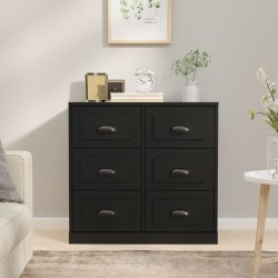 vidaXL Aparador de madera contrachapada negro 70x35,5x67,5 cm