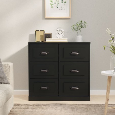 vidaXL Aparador de madera contrachapada negro 70x35,5x67,5 cm