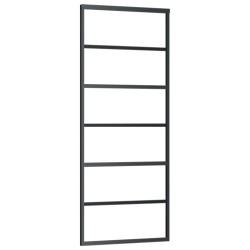 vidaXL Puerta corredera ESG vidrio y aluminio negra 76x205 cm