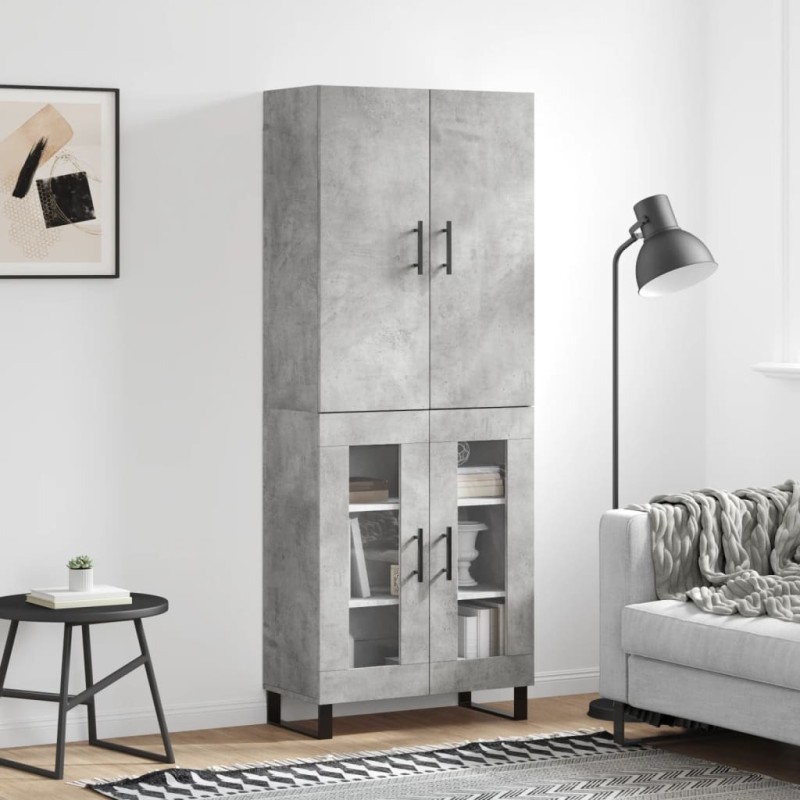 vidaXL Aparador alto madera contrachapada gris hormigón 69,5x34x180 cm vidaXL Aparador alto madera contrachapada gris hormigón 69,5x34x180 cm