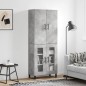 vidaXL Aparador alto madera contrachapada gris hormigón 69,5x34x180 cm vidaXL Aparador alto madera contrachapada gris hormigón 69,5x34x180 cm