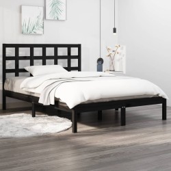 vidaXL Estructura de cama madera maciza doble pequeña negra 120x190 cm