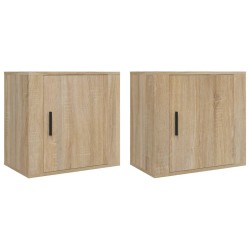 vidaXL Mesitas de noche de pared 2 uds color roble Sonoma 50x30x47 cm