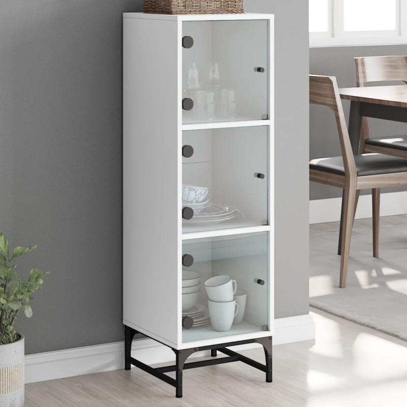 vidaXL Aparador con puertas de vidrio blanco 35x37x120 cm