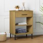 vidaXL Armario consola patas de metal madera maciza pino marrón OSLO vidaXL Armario consola patas de metal madera maciza pino marrón OSLO