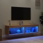 vidaXL Muebles para TV con luces LED 2 uds roble Sonoma 60x30x30 cm