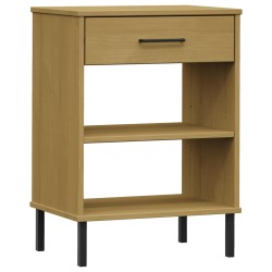 vidaXL Armario consola patas de metal madera maciza pino marrón OSLO