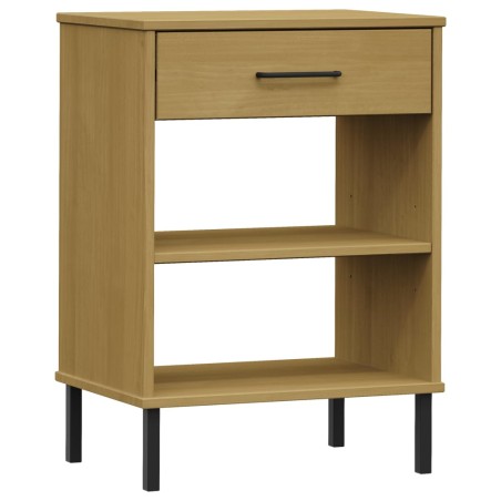 vidaXL Armario consola patas de metal madera maciza pino marrón OSLO
