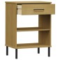 vidaXL Armario consola patas de metal madera maciza pino marrón OSLO vidaXL Armario consola patas de metal madera maciza pino marrón OSLO