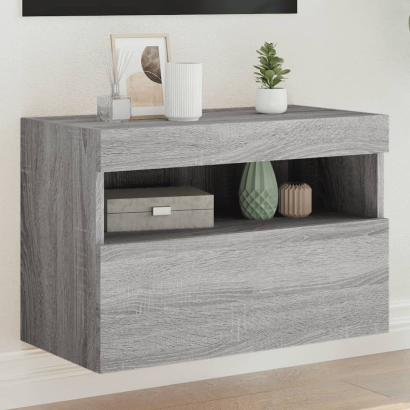 vidaXL Mueble de TV de pared con luces LED gris Sonoma 60x30x40 cm