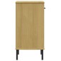 vidaXL Armario consola patas de metal madera maciza pino marrón OSLO vidaXL Armario consola patas de metal madera maciza pino marrón OSLO
