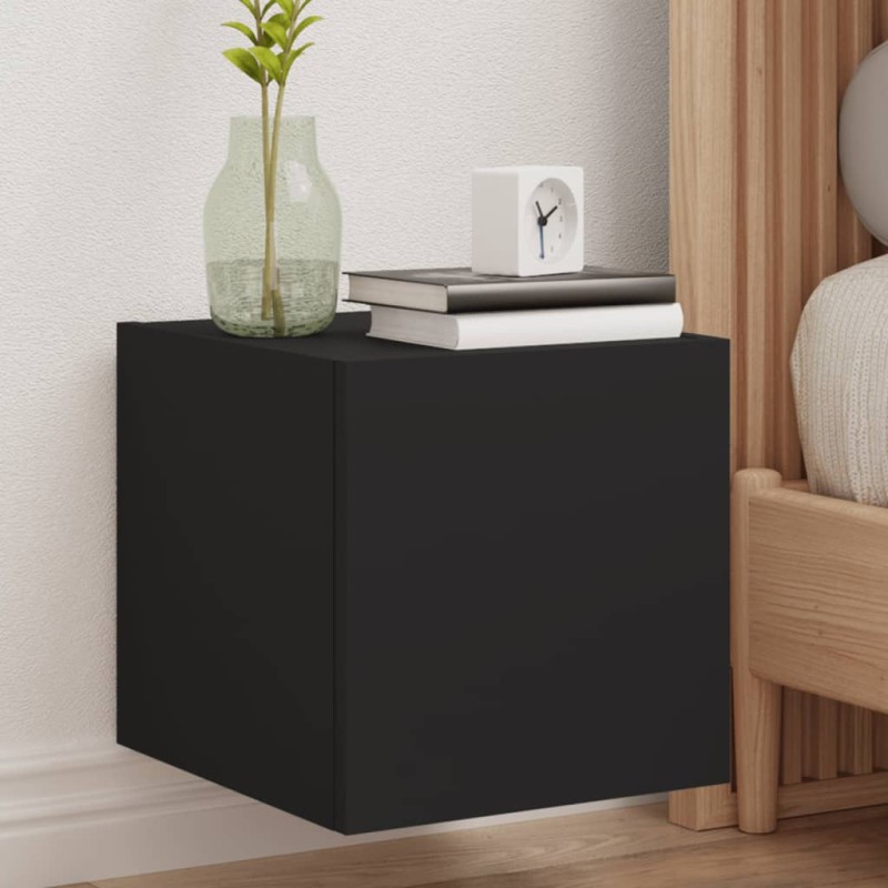 vidaXL Mueble de TV de pared con luces LED negro 30,5x35x30 cm vidaXL Mueble de TV de pared con luces LED negro 30,5x35x30 cm