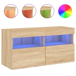 vidaXL Mueble de TV de pared con luces LED roble Sonoma 80x30x40 cm