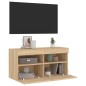 vidaXL Mueble de TV de pared con luces LED roble Sonoma 80x30x40 cm vidaXL Mueble de TV de pared con luces LED roble Sonoma 80x30x40 cm