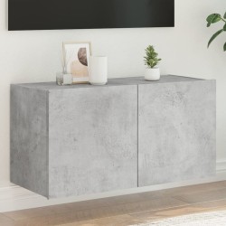 vidaXL Mueble de TV de pared con luces LED gris hormigón 80x35x41 cm