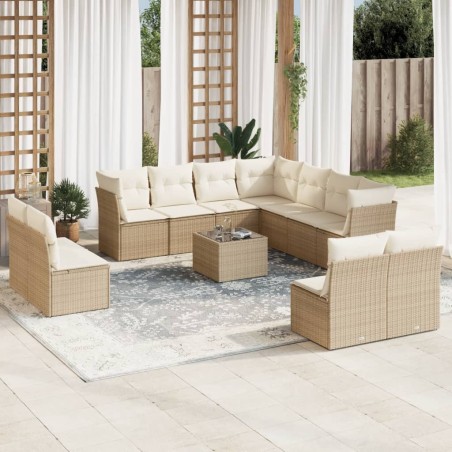 vidaXL Set de sofás de jardín 12 pzas y cojines ratán sintético marrón