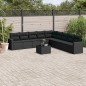 vidaXL Set de sofás de jardín 10 pzas cojines ratán sintético negro vidaXL Set de sofás de jardín 10 pzas cojines ratán sintético negro