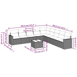 vidaXL Set de sofás de jardín 10 pzas cojines ratán sintético negro