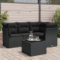vidaXL Set de muebles de jardín 5 pzas y cojines ratán sintético negro vidaXL Set de muebles de jardín 5 pzas y cojines ratán sintético negro