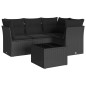 vidaXL Set de muebles de jardín 5 pzas y cojines ratán sintético negro vidaXL Set de muebles de jardín 5 pzas y cojines ratán sintético negro