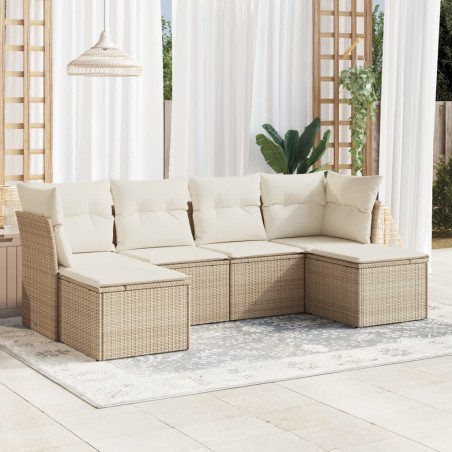 vidaXL Juego de sofás jardín con cojines 6 pzas ratán sintético beige