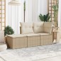 vidaXL Juego de sofás de jardín con cojines beige 3 pzas ratán PE vidaXL Juego de sofás de jardín con cojines beige 3 pzas ratán PE