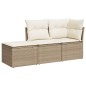 vidaXL Juego de sofás de jardín con cojines beige 3 pzas ratán PE vidaXL Juego de sofás de jardín con cojines beige 3 pzas ratán PE
