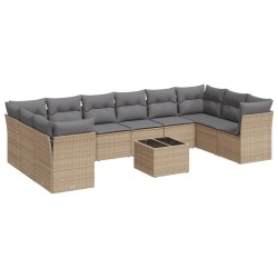 vidaXL Set de sofás de jardín 11pzas con cojines ratán sintético beige