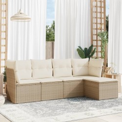 vidaXL Juego de sofás jardín con cojines 5 pzas ratán sintético beige