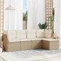 vidaXL Juego de sofás jardín con cojines 5 pzas ratán sintético beige vidaXL Juego de sofás jardín con cojines 5 pzas ratán sintético beige