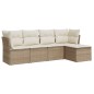 vidaXL Juego de sofás jardín con cojines 5 pzas ratán sintético beige vidaXL Juego de sofás jardín con cojines 5 pzas ratán sintético beige