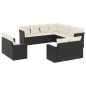 vidaXL Set de sofás de jardín 11 pzas y cojines ratán sintético negro vidaXL Set de sofás de jardín 11 pzas y cojines ratán sintético negro