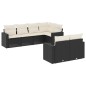vidaXL Set de comedor de jardín 7 pzas y cojines ratán sintético negro vidaXL Set de comedor de jardín 7 pzas y cojines ratán sintético negro