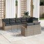 vidaXL Set de sofás de jardín 8 pzas y cojines ratán sintético gris
