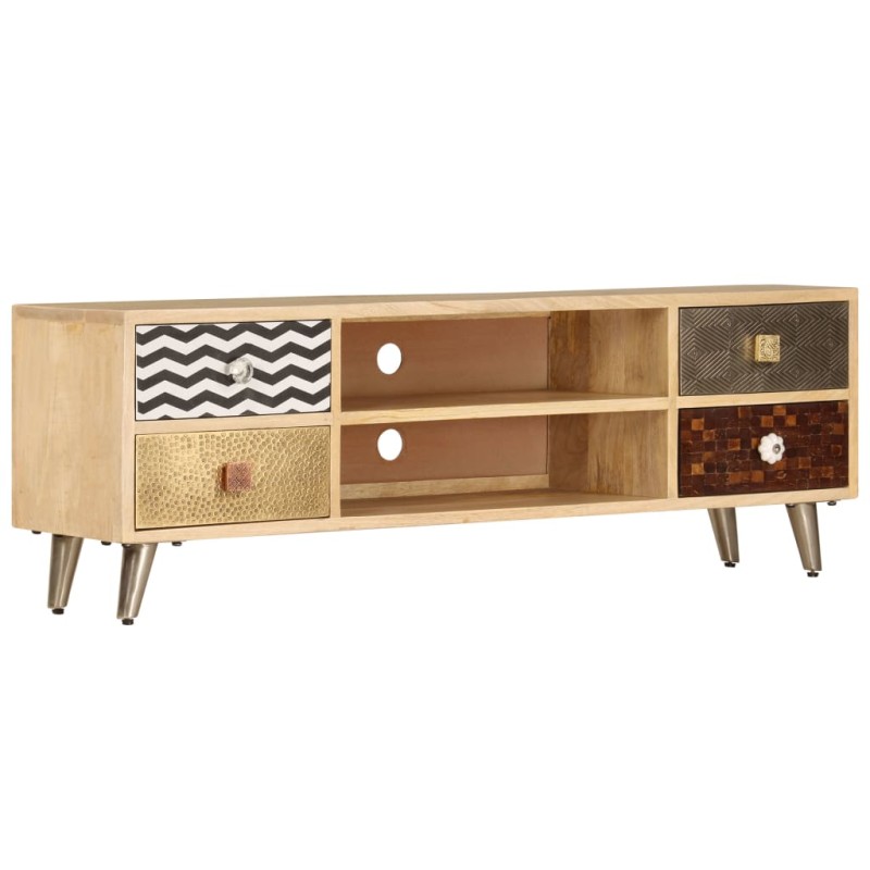 vidaXL Mueble para la TV de madera de mango maciza 120x30x40 cm vidaXL Mueble para la TV de madera de mango maciza 120x30x40 cm
