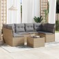 vidaXL Set sofás de jardín 7 piezas y cojines ratán sintético beige vidaXL Set sofás de jardín 7 piezas y cojines ratán sintético beige