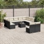 vidaXL Set de sofás de jardín 12 piezas cojines ratán sintético negro vidaXL Set de sofás de jardín 12 piezas cojines ratán sintético negro