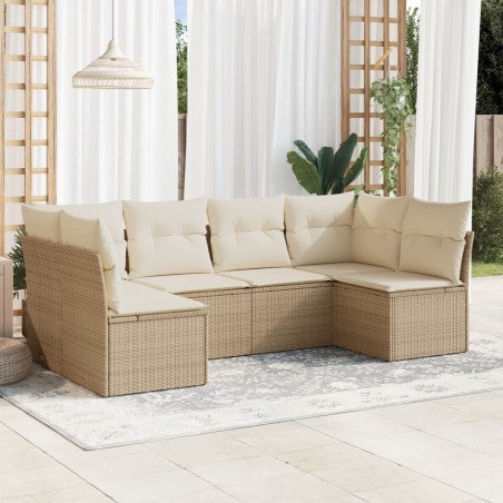 vidaXL Juego de sofás jardín con cojines 6 pzas ratán sintético beige