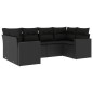 vidaXL Set de sofás de jardín 6 piezas y cojines ratán sintético negro vidaXL Set de sofás de jardín 6 piezas y cojines ratán sintético negro