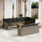 vidaXL Set de sofás de jardín 14 pzas con cojines ratán sintético gris vidaXL Set de sofás de jardín 14 pzas con cojines ratán sintético gris