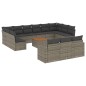 vidaXL Set de sofás de jardín 14 pzas con cojines ratán sintético gris vidaXL Set de sofás de jardín 14 pzas con cojines ratán sintético gris