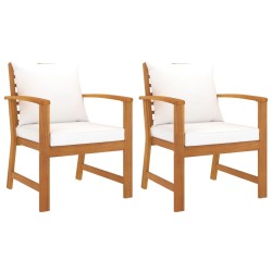 vidaXL Sillas de jardín 2 uds madera madera acacia con cojines crema