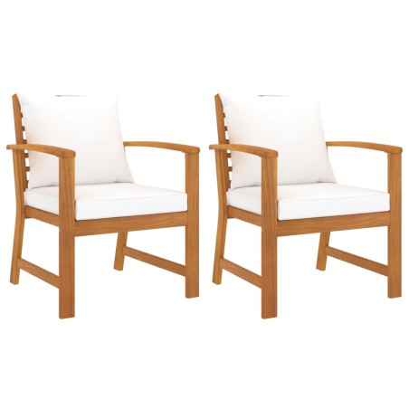 vidaXL Sillas de jardín 2 uds madera madera acacia con cojines crema