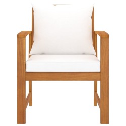 vidaXL Sillas de jardín 2 uds madera madera acacia con cojines crema