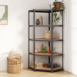 vidaXL Estantería de esquina 5 niveles madera y acero gris antracita