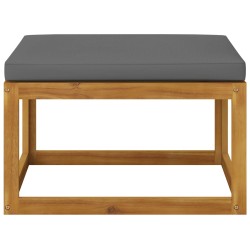 vidaXL Reposapiés madera maciza de acacia con cojín gris oscuro