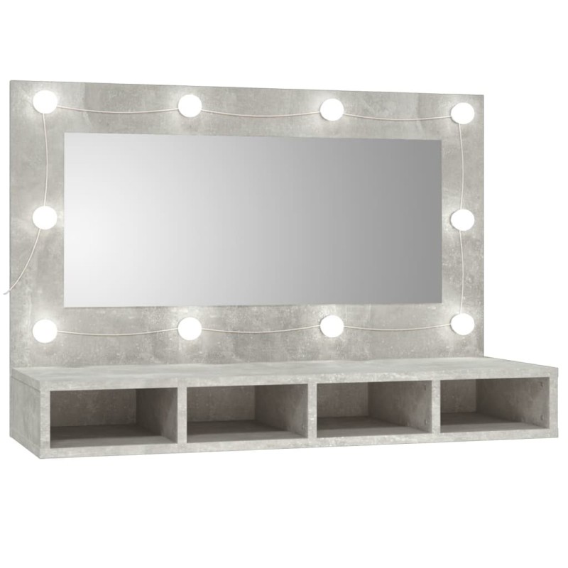 vidaXL Mueble con espejo y LED color gris hormigón 90x31,5x62 cm vidaXL Mueble con espejo y LED color gris hormigón 90x31,5x62 cm