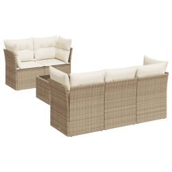vidaXL Juego de sofás jardín con cojines 6 pzas ratán sintético beige