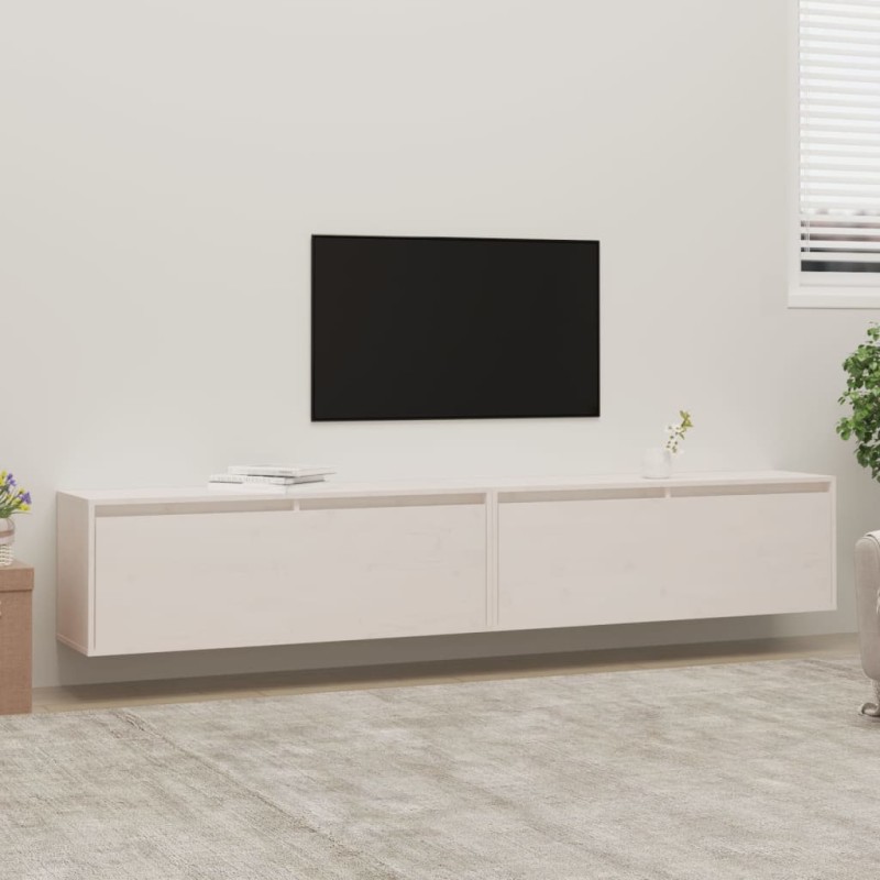 vidaXL Armario de pared 2 uds madera maciza de pino blanco 100x30x35cm vidaXL Armario de pared 2 uds madera maciza de pino blanco 100x30x35cm
