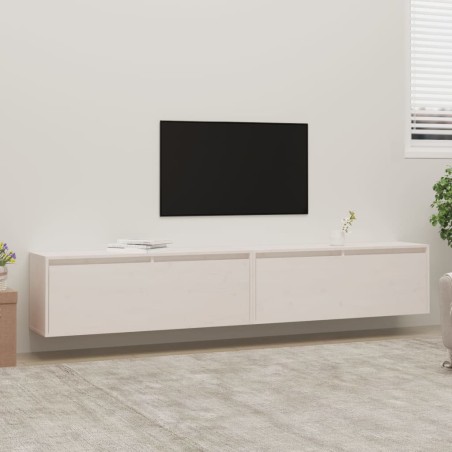 vidaXL Armario de pared 2 uds madera maciza de pino blanco 100x30x35cm